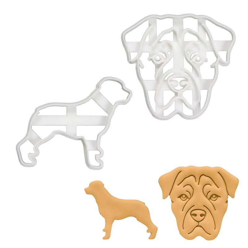 Set of 2 Rottweiler cookie cutters Designs Face and Body 2 pieces  Bakerlogy