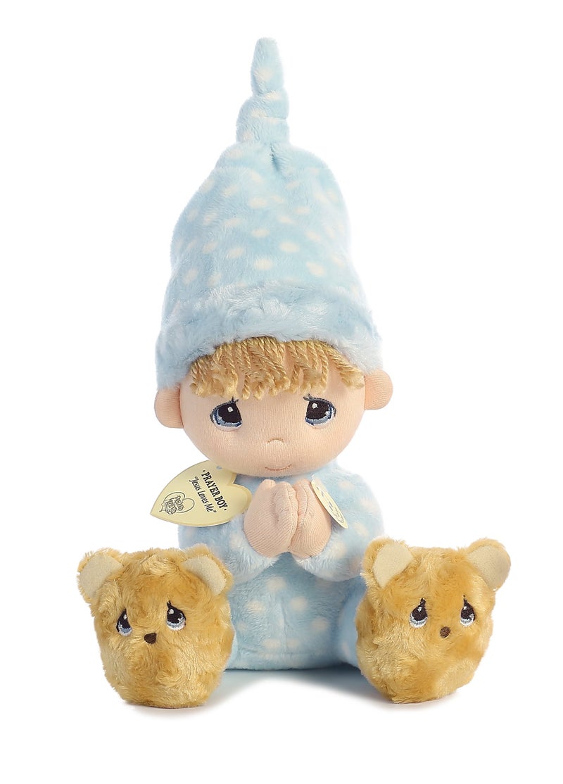 Aurora - Precious Moments - 9.5"" Prayer Boy - Spanish  Beige/Blue - Image 3