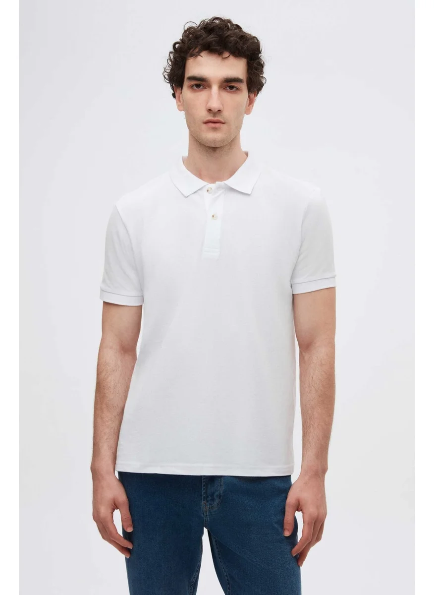 D'S DAMAT Regular Fit Mink/stone/white Pique Textured 100% Cotton Polo Neck T-Shirt