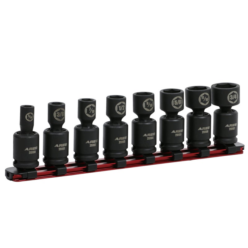 ARES ARES 29018 – 14-Piece 3/8-Inch Drive Metric Low Profile Nano Impact Socket Set – Impact Grade Sockets Offer Greater Clearance Than Typical Shallow Sockets – Includes Aluminum Storage Rail  - Image 1