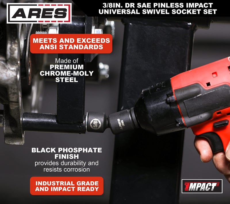ARES ARES 29018 – 14-Piece 3/8-Inch Drive Metric Low Profile Nano Impact Socket Set – Impact Grade Sockets Offer Greater Clearance Than Typical Shallow Sockets – Includes Aluminum Storage Rail  - Image 3