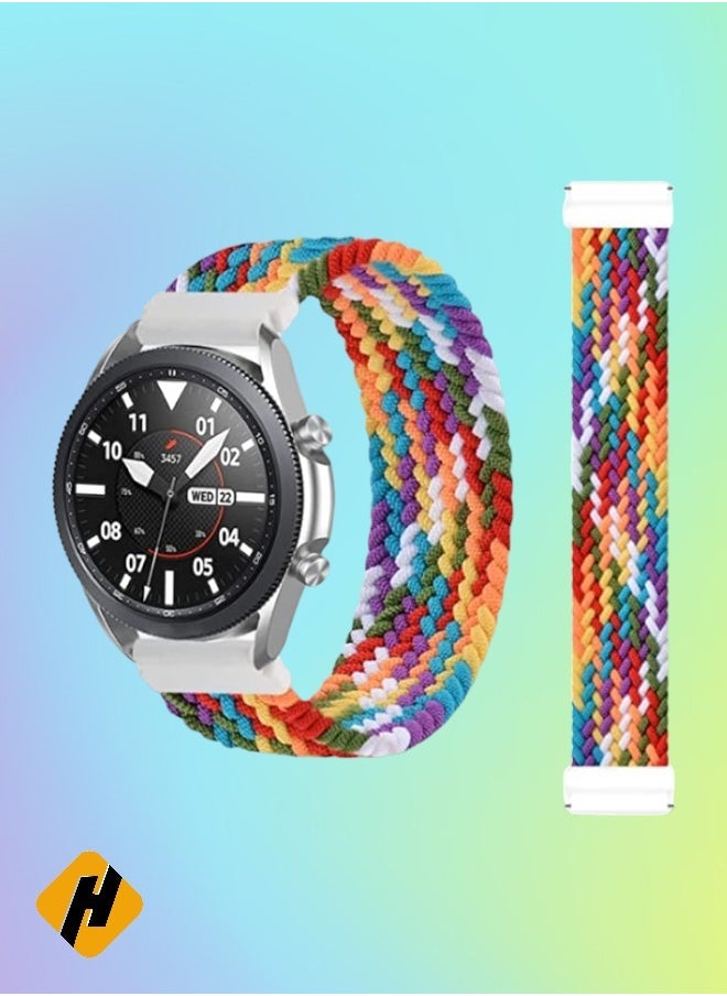 HuHa HuHa Band For Huawei Watch 3/3 Pro Adjustable Nylon Braided Elasticity Watch Band, Size:155mm Rainbow  - Image 1