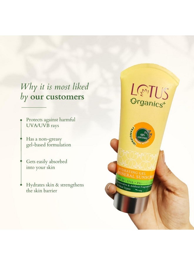 Lotus Organics+ Hydrating Gel Mineral Sunscreen For All Skin Type | No White Cast | Fast Absorbing | Certified Organic | Spf 30 | Pa+++ | 50G  - Image 3