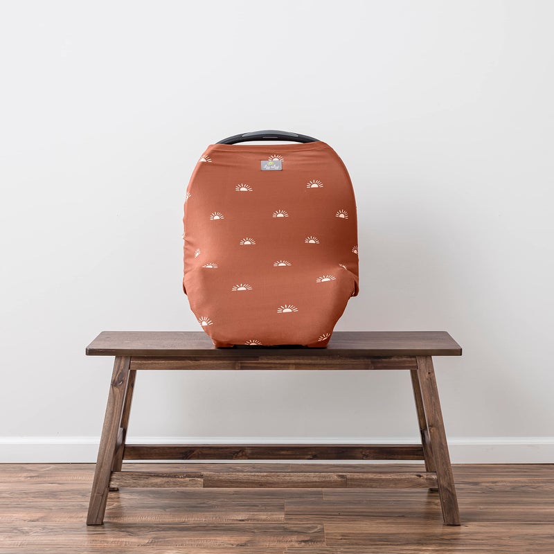 Itzy Ritzy 4-in-1 Nursing Cover, Car Seat Cover, Shopping Cart Cover & Infinity Scarf â€“ Breathable, Multi-Use Nursing Cover Up for Breastfeeding, Carseat Canopy & Stroller Cover (Terracotta Sunrise) - Image 3