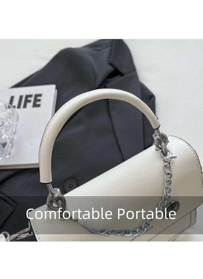 WAOKN - Women's Fashion Shoulder Bag, Ladies Simple Chain Crossbody Bag Sling Bag, Solid Color Handbag, Tote Bags，Carrying Bag, Gift Bag（White) - Image 1