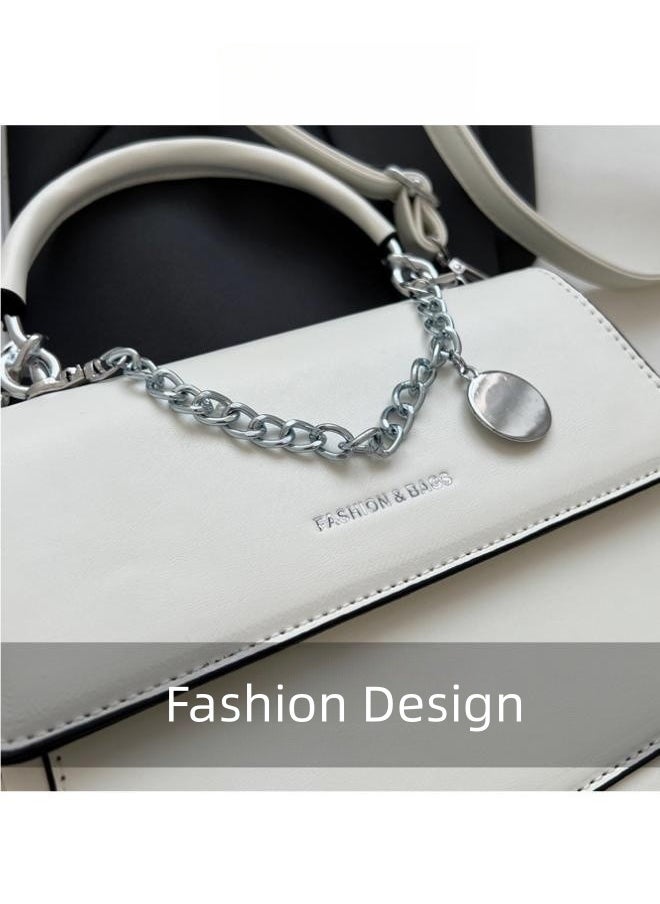 WAOKN - Women's Fashion Shoulder Bag, Ladies Simple Chain Crossbody Bag Sling Bag, Solid Color Handbag, Tote Bags，Carrying Bag, Gift Bag（White) - Image 1