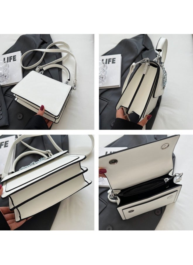 WAOKN - Women's Fashion Shoulder Bag, Ladies Simple Chain Crossbody Bag Sling Bag, Solid Color Handbag, Tote Bags，Carrying Bag, Gift Bag（White) - Image 1