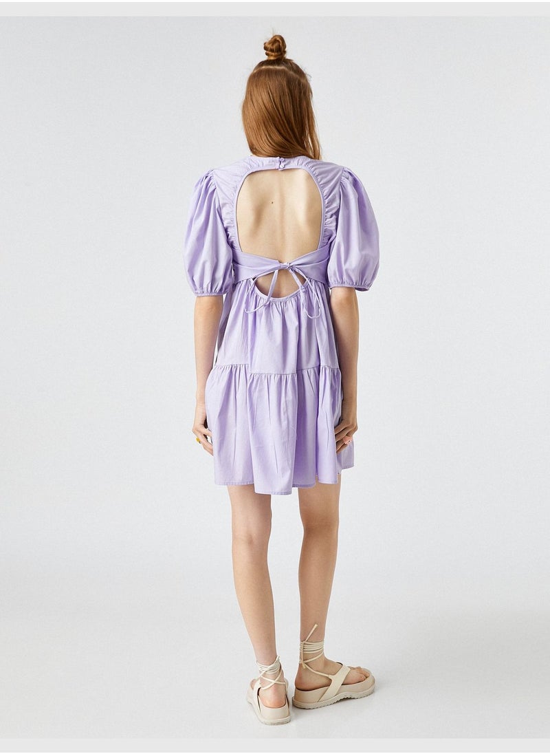 KOTON Puff Sleeve Dress Crew Neck  - Image 4