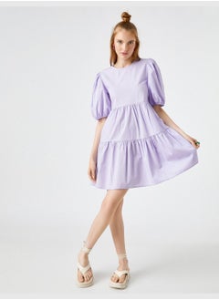 KOTON Puff Sleeve Dress Crew Neck  - Image 3