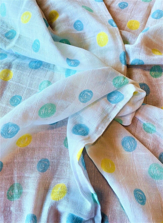 Plush Kids Premium Cotton Muslin Swaddle Wrap Pack of 2 (115 x 115 cm, 0 to 6 Months, Polka & Elephant Print Design) - Image 3
