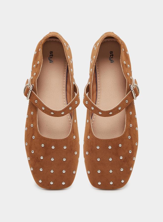 ستايلي ستيلي باليرينا مسطحة مرصعة بالمسامير - Image 5