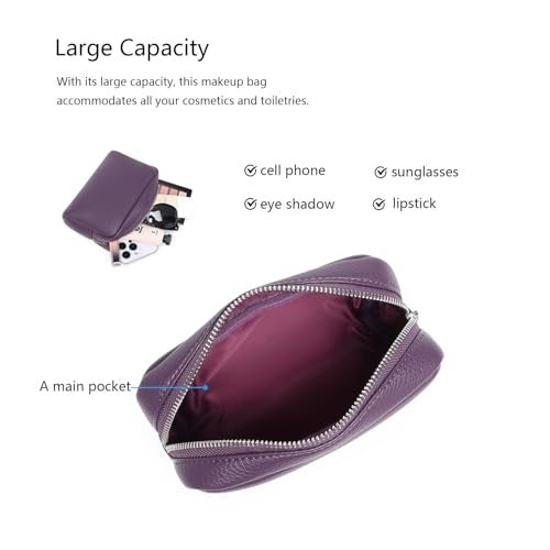 YONBEN Makeup Bag Large Capacity Women's Classic Black Wash Bag Adjustable Partition Wash Brush and Cosmetic Carrying Bag (PU/Anemone Purple) - Image 5