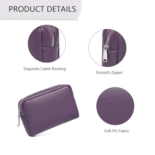 YONBEN Makeup Bag Large Capacity Women's Classic Black Wash Bag Adjustable Partition Wash Brush and Cosmetic Carrying Bag (PU/Anemone Purple) - Image 4