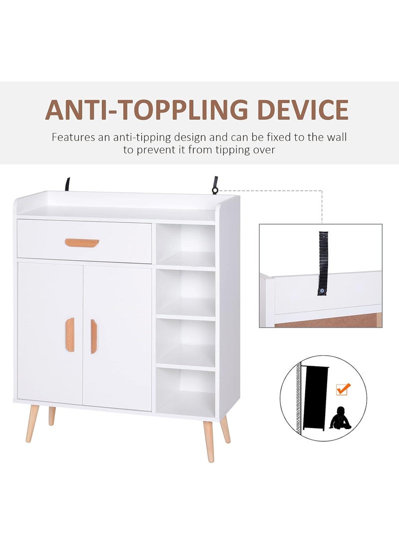 HOMCOM Sideboard, Side Cabinet, Floor Cupboard with Storage Drawer for Hallway, Kitchen, Bedroom, Living Room, White - Image 5