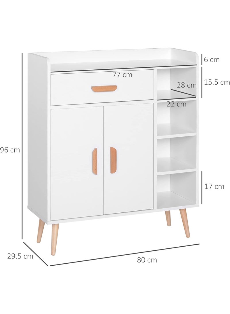 HOMCOM Sideboard, Side Cabinet, Floor Cupboard with Storage Drawer for Hallway, Kitchen, Bedroom, Living Room, White - Image 3