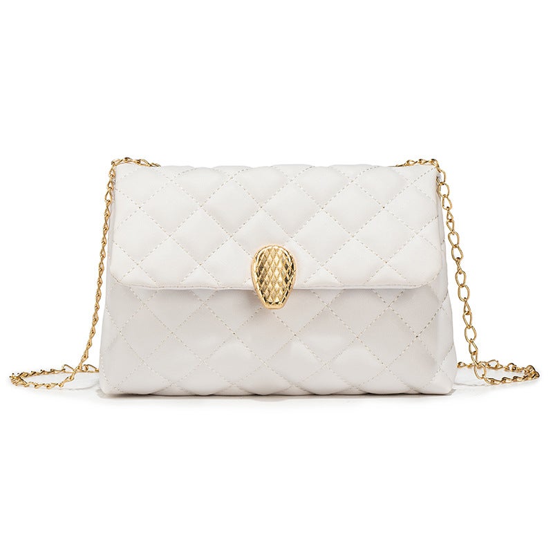 Personalized Magnetic Buckle Chain Shoulder Bag, Fashionable Embroidered Quilted Small Square Bag, Casual And Simple Crossbody Women'S Bag, Mobile Phone Bag - Image 1