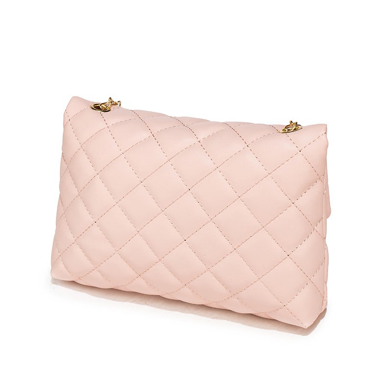 Personalized Magnetic Buckle Chain Shoulder Bag, Fashionable Embroidered Quilted Small Square Bag, Casual And Simple Crossbody Women'S Bag, Mobile Phone Bag - Image 3
