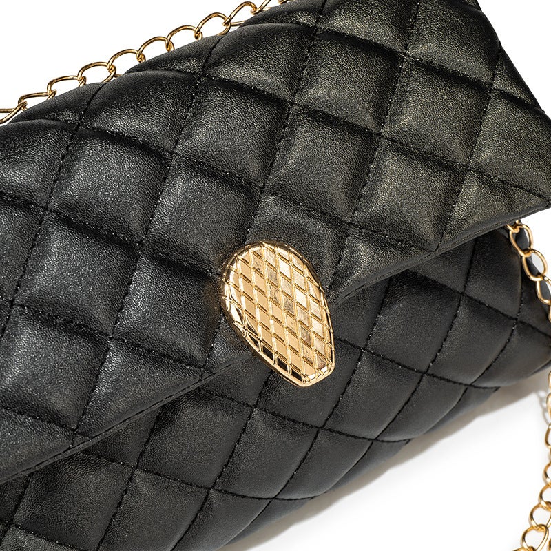 Personalized Magnetic Buckle Chain Shoulder Bag, Fashionable Embroidered Quilted Small Square Bag, Casual And Simple Crossbody Women'S Bag, Mobile Phone Bag - Image 5