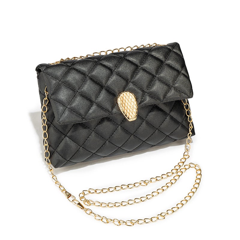 Personalized Magnetic Buckle Chain Shoulder Bag, Fashionable Embroidered Quilted Small Square Bag, Casual And Simple Crossbody Women'S Bag, Mobile Phone Bag - Image 4