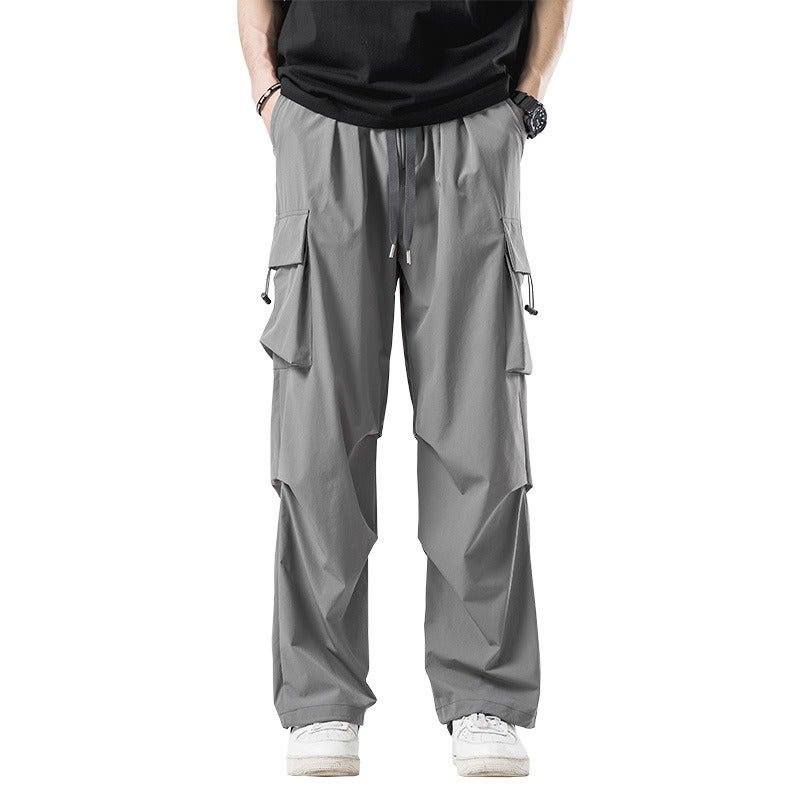 Qi Ta 2024 Summer American Style Loose Streetwear Women's Casual Pants - Unisex Retro Side Pocket Wide Leg Cargo Pants - Image 5