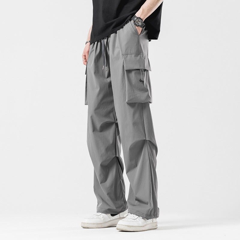 Qi Ta 2024 Summer American Style Loose Streetwear Women's Casual Pants - Unisex Retro Side Pocket Wide Leg Cargo Pants - Image 1