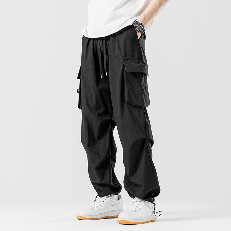 Qi Ta 2024 Summer American Style Loose Streetwear Women's Casual Pants - Unisex Retro Side Pocket Wide Leg Cargo Pants - Image 2
