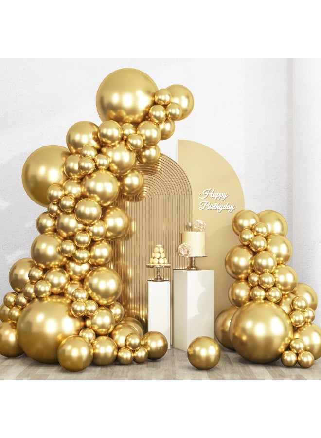 Gold Balloons Different Sizes 18 12 10 5 Inch for Garland Arch, Latex Metallic Balloon for Birthday Graduation Party Wedding Decorations - Image 1