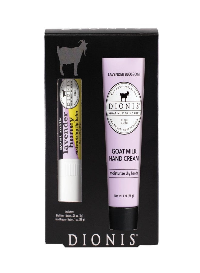 Dionis Goat Milk Moisturizing Hand Cream and Lip Balm Set, Lavender Honey - Image 1