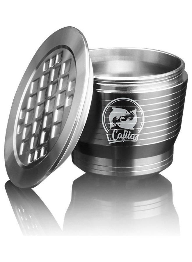 NIBEMINENT Compatible With Nespresso Stainless Steel Coffee Capsule Reusable Refillable Cup Filter with Brush Spoon Powder-press Ring Silver 11*5.5*5.5cm  - Image 3