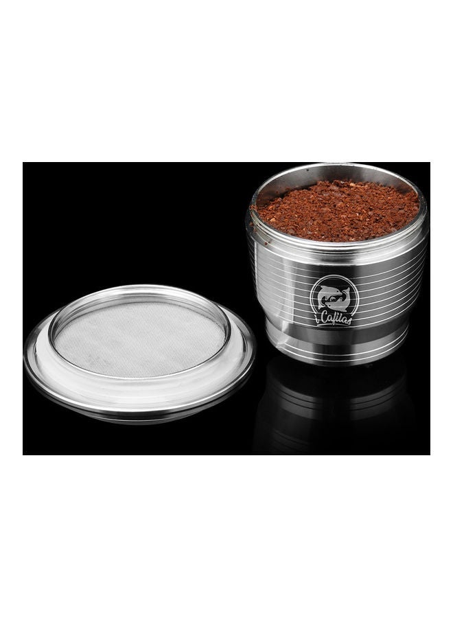 NIBEMINENT Compatible With Nespresso Stainless Steel Coffee Capsule Reusable Refillable Cup Filter with Brush Spoon Powder-press Ring Silver 11*5.5*5.5cm  - Image 5