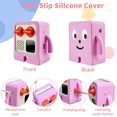 Chanvoo Yoto Mini Anti-Slip Silicone Cover with Lanyard (Pink) – Protective Sleeve Case Compatible with Yoto Mini Player 2024 Edition – Kids Audio Music Player Accessory - Image 4