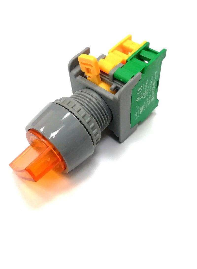 2 Position Illuminated Selector Switch Yellow IP65 GSL22-2 No Bulb - Image 3