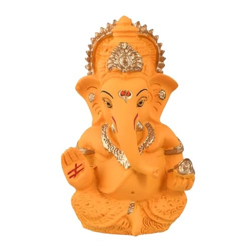 CraftVatika Ganesh Idol for Car Dashboard, Ganesha Ganpati Idol for Home Gift, Terracotta Statue Murti for Car Home Decor Temple Puja Room Gift - Image 2