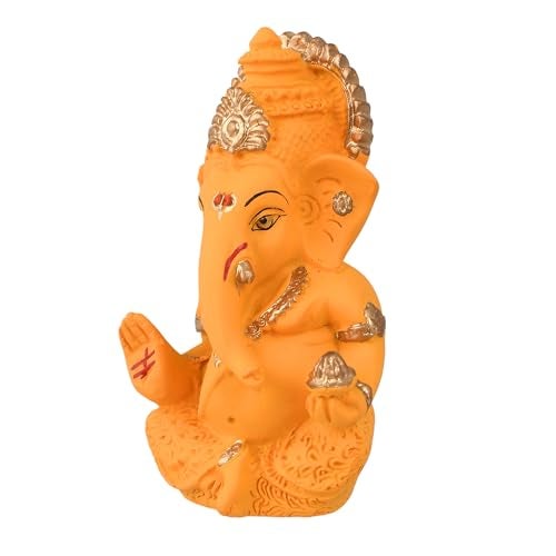 CraftVatika Ganesh Idol for Car Dashboard, Ganesha Ganpati Idol for Home Gift, Terracotta Statue Murti for Car Home Decor Temple Puja Room Gift - Image 4