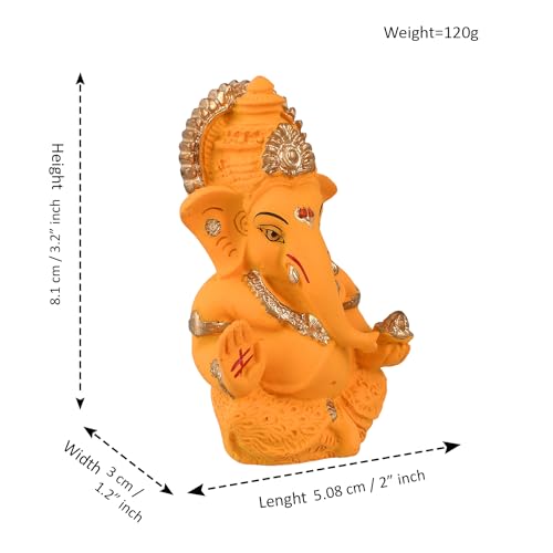 CraftVatika Ganesh Idol for Car Dashboard, Ganesha Ganpati Idol for Home Gift, Terracotta Statue Murti for Car Home Decor Temple Puja Room Gift - Image 3