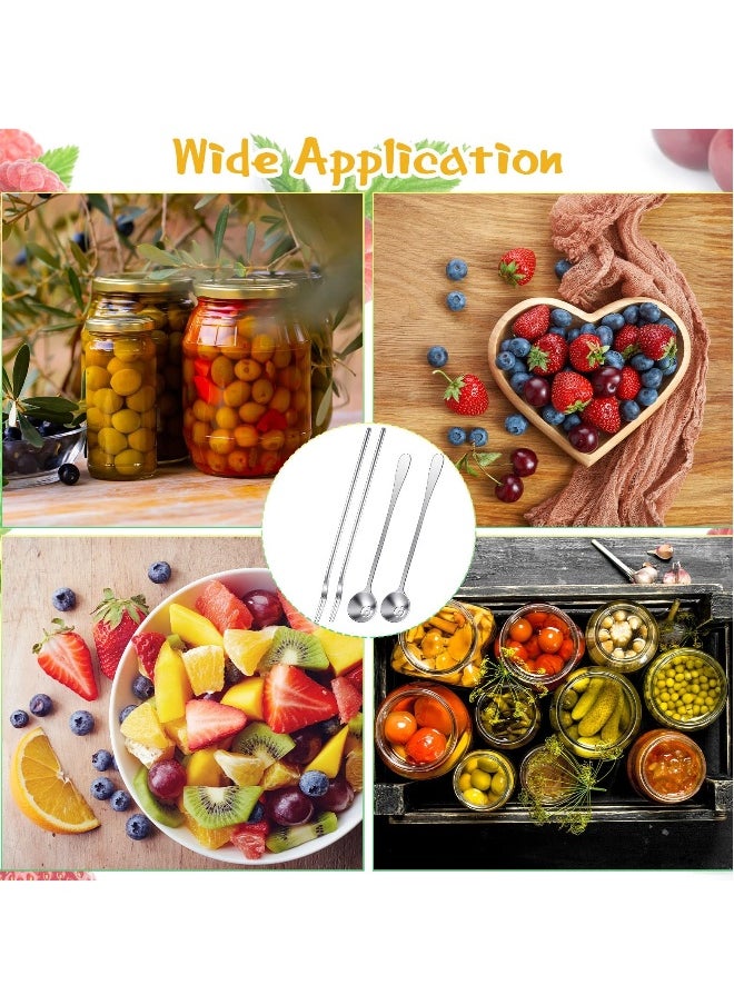 Generic - 4 Piece Pickle Fork And Olive Spoon Strainer Stainless Steel Long Handle Pickle Fork And Olive Spoon Jars Serving Spoon And Fork Set With Drain Hole For Pickle Cucumber Arugula Caper - Image 1