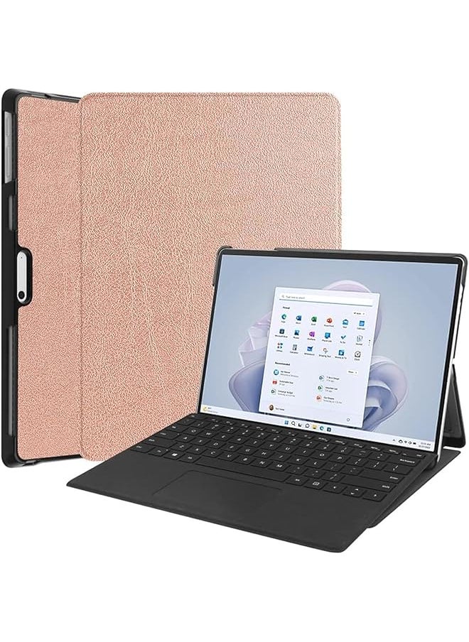 erorex - Compatible With Surface Pro 9 Case Pu Leather Flip Stand Hard Pc Back Cover For Funda Surface Pro 9 Tablet Case Rose Gold - Image 1