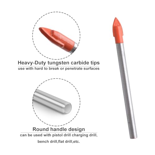 Gunpla 10Pcs Multi-Material Drill Bits Set, Cemented Carbide Masonry Drill Bits for Glass, Plastic, Tile, Concrete, Brick, Wall, Wood and Brick Wall 6mm - Image 3