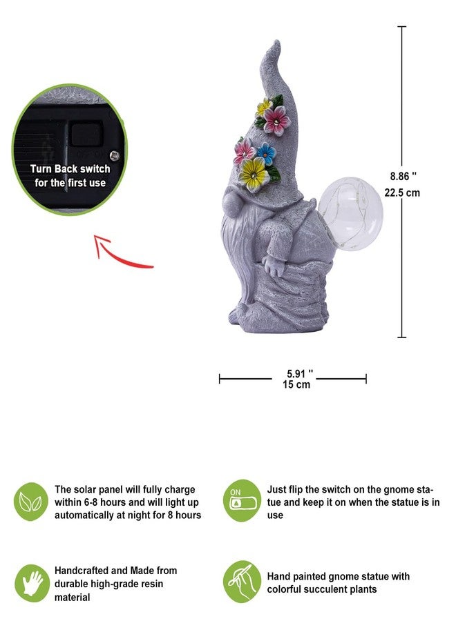 Nacome Solar Funny Gnome Statue for Garden: Outside Decor with Ball Lights Clearance for Yard Art Lawn Ornaments Porch Patio Balcony Home House - Birthday Gifts for Grandma Mom Women - Image 4