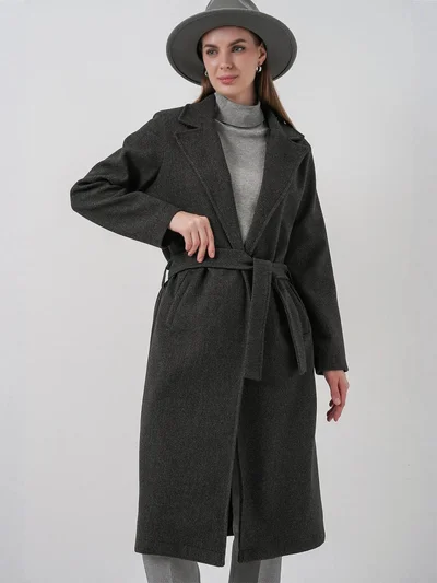 BIG DART BDART Double Breasted Tie Closure Textured Coat