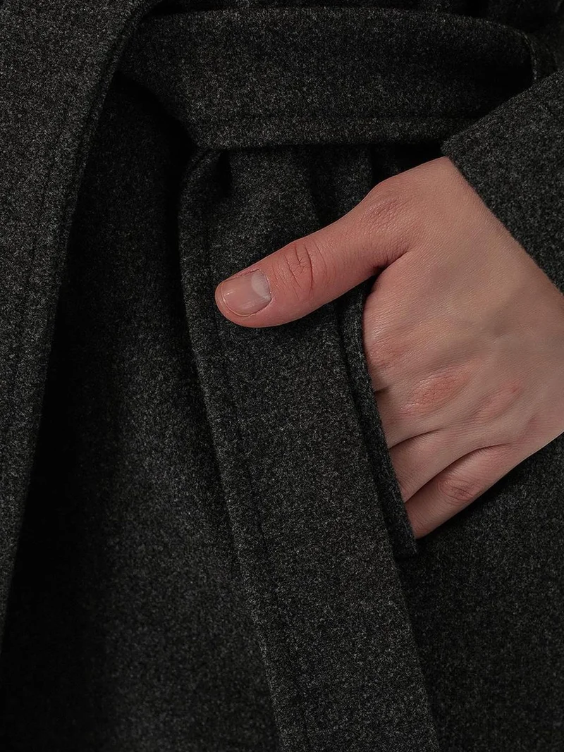 BIG DART BDART Double Breasted Tie Closure Textured Coat