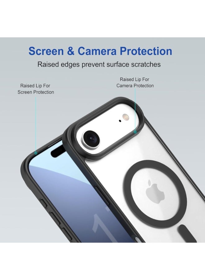 أكاليكس جراب مغناطيسي شفاف لهاتف iPhone 17 Air، متوافق مع iPhone 17 Air مع MagSafe، غطاء خلفي شفاف مقاوم للصدمات، (أسود) - Image 3