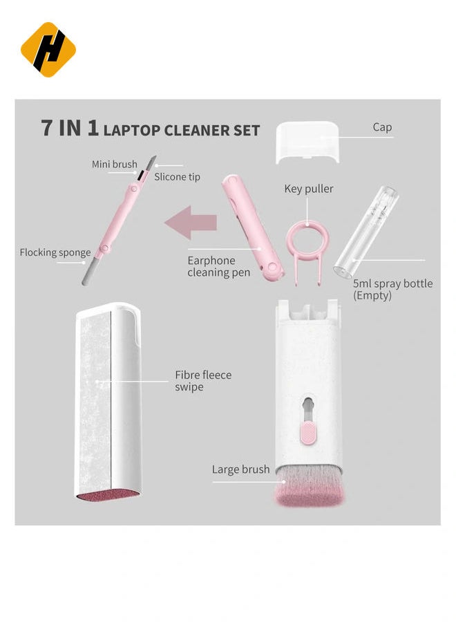 HuHa - Laptop Cleaner, 7 in 1 Keyboard Cleaner Set, Computer MacBook Earphone Cleaning Kit, Tablet and Screen Dust Brush Including Soft Sweep, Swipe, 3 in 1 Airpod Cleaner Pen, Key Puller and Spray Bottle - Image 1