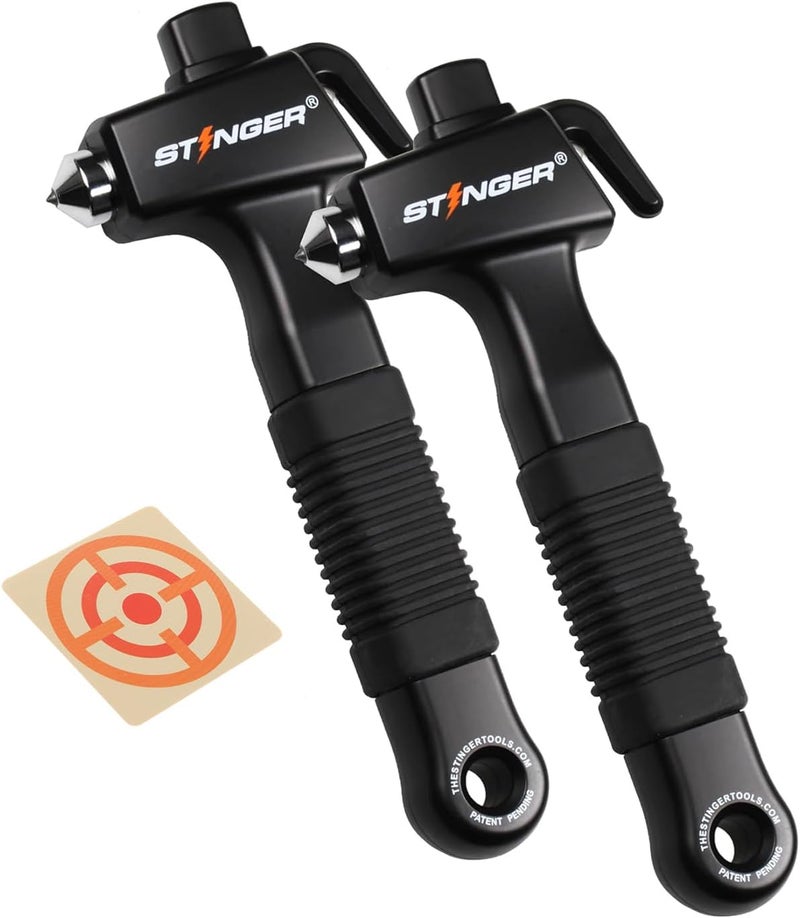 STINGER Super Duty Car Emergency Escape Tool - Hardened Carbon Steel Safety Hammer, Spring-Loaded Window Breaker, Razor-Sharp Seat Belt Cutter, Life-Saving Rescue Tool (Black and Black) - Image 1