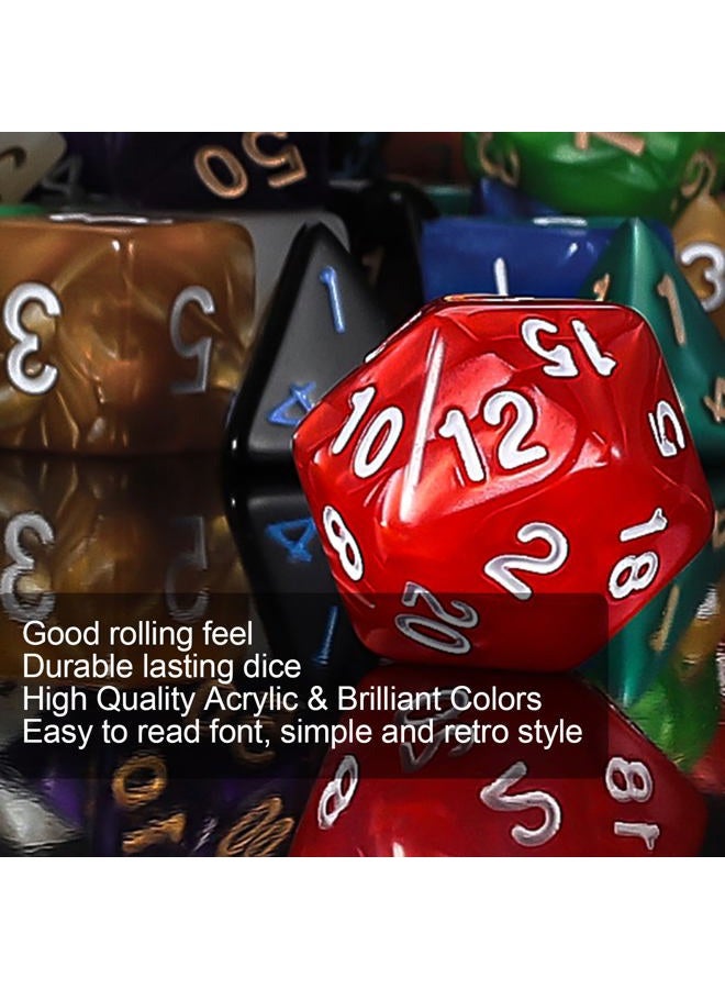 Qmay Dnd Dice Sets - 20 X 7 Polyhedral Dice (140Pcs) With A Large Drawstring Bag Great For Dungeons And Dragons. - Image 4
