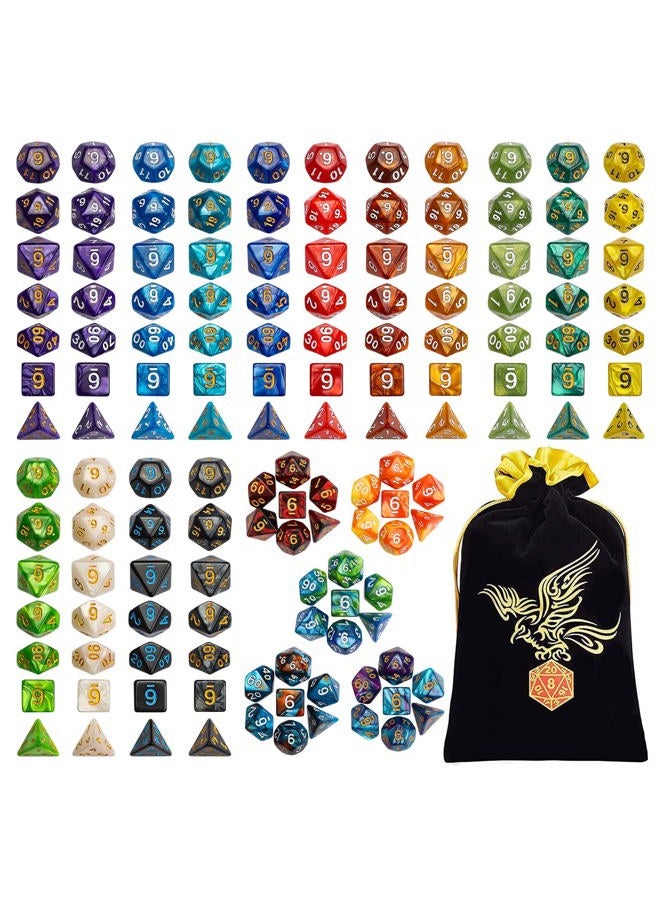 Qmay Dnd Dice Sets - 20 X 7 Polyhedral Dice (140Pcs) With A Large Drawstring Bag Great For Dungeons And Dragons. - Image 1