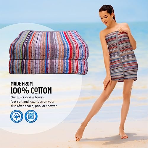 Ambra Linens 500 GSM Highly Absorbent Bath Towels Set, 100% Cotton, Soft and Plush, All Seasons Use, Extra Large, Cabana Style, Best for Pool, Beach, Spa, Gym (Grey Boat) - Image 2
