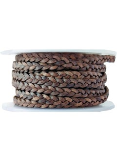Generic Flat Braided Genuine Leather String Cord, Rope for Jewelry Making, Necklaces, Bracelets, Wraps, Crafts and Hobby Projects (Distressed Gray, 3 MM 5.46 Yards (5 MTR Spool))  - Image 1