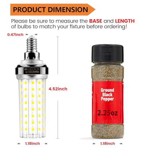 FanNicoo E12 LED Bulb, 6pcs 20W LED Corn Light Bulb 150W Equivalent 2500Lumen 6500K Cool Daylight White Non-Dimmable LED Candelabra Light Bulbs for Ceiling Fan Home Kitchen Bathroom Indoor - Image 2