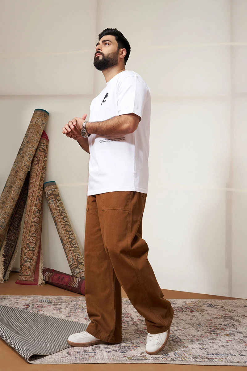 SNITCH Brown Solid Regular Fit Casual Jeans